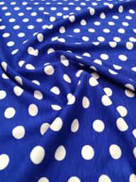 Трикотаж вискоза белый горох на синем