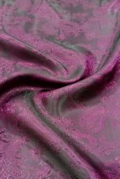 Подкладочная жаккардовая поливискоза Пейсли серая/лиловая