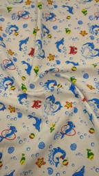 Фланель Дельфины на белом