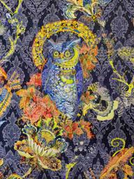 Жаккард-хлопок Птицы синий