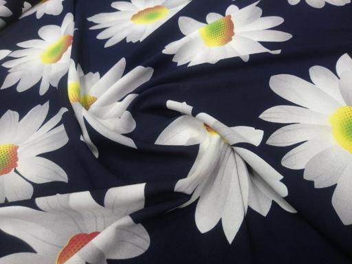 Шифон Ромашки на т.синем