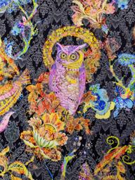 Жаккард-хлопок Птицы чёрный