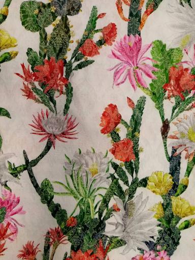 Жаккард-хлопок Цветы белый