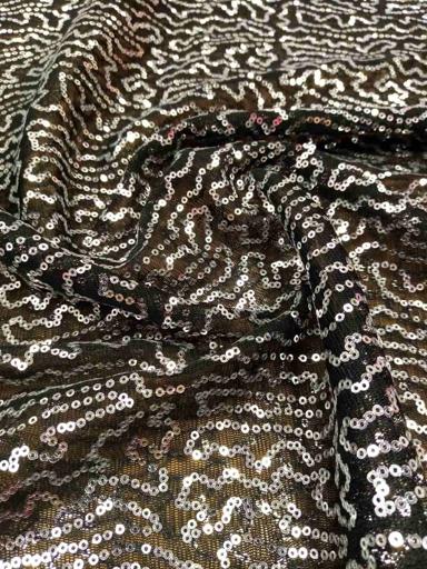 Пайетка на сетке Змейка серебро/чёрная