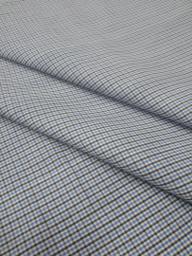 Клетка Виши хлопок голубой/черный/белый