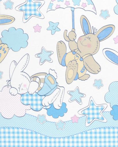 Бязь Соня белый с голубым