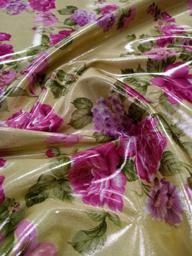 Атлас Диско Цветы золотой