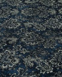 Штапель Цветы и Пэйсли Джинсовый темно-синий