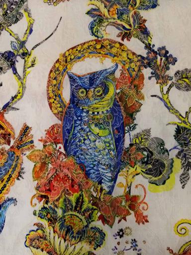 Жаккард-хлопок Птицы белый