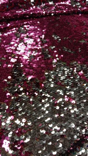 Пайетка двусторонняя розовая/серебро