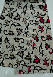 Штапель красные цветы на льне