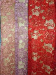 Кружево полотно капрон плотное цвета: 5-розовый,  6-сирень,  7-красный