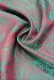 Подкладочная жаккардовая поливискоза Пейсли бирюзовая/красная