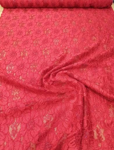 Кружево капрон на атласе красное