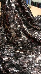 Пайетки на трикотаже Шоколад крупные