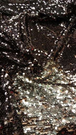 Пайетка двусторонняя чёрная/серебро