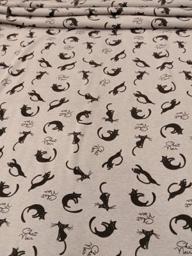 Трикотаж на меху Коты серый