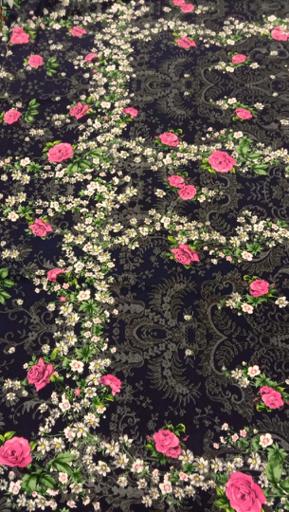 Креп Розы розовые на синем