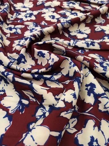 Софт принт Цветы бордовый