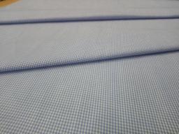 Клетка Виши хлопок голубой/белый