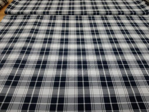 Габардин клетка тёмно-синий/белый