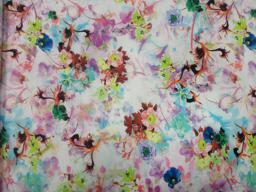 Штапель акварель цветочная бирюза\сирень