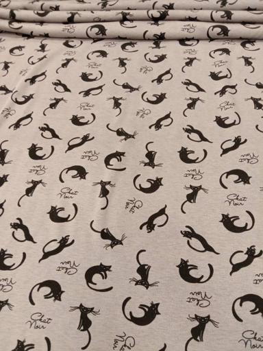 Трикотаж на меху Коты серый