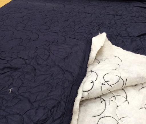 Подкладочная стёганая матовая Дуги синяя