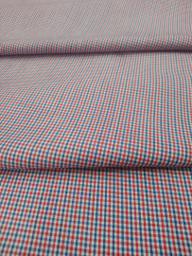 Клетка Виши хлопок синий/красный/белый