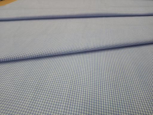 Клетка Виши хлопок голубой/белый