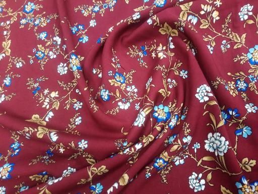 Штапель цветы на бордовом