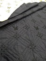 Подкладочная стёганая матовая Бабочки чёрная