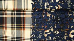 Трикотаж Шотландка-купон синий/бежевый