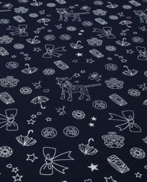 Софт принт леопардики  зонтики на синем