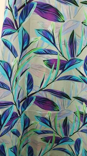 Штапель  твил вискозный бирюзовые листья