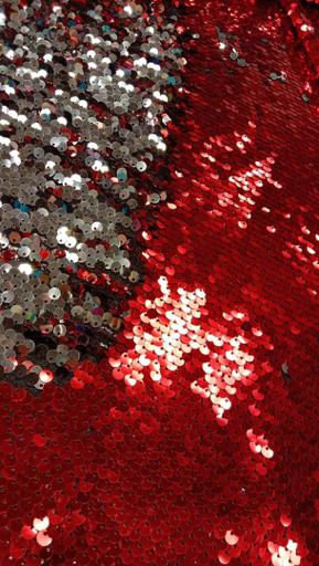 Пайетка двусторонняя красная/серебро