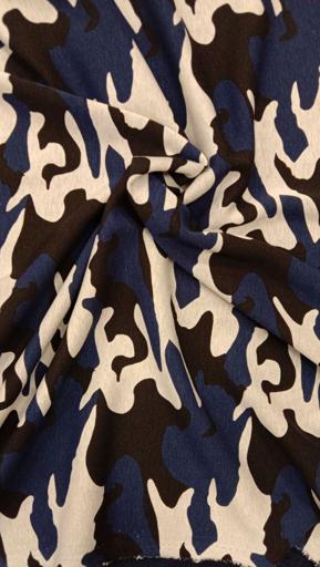 Трикотаж на меху Синий камуфляж