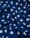 Трикотаж вискоза белый горох на синем