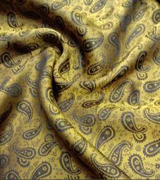 Подкладочная жаккардовая поливискоза Пейсли шоколадная/жёлтая