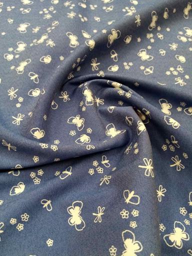 Джинс стрейч Тенсил Бабочки синий