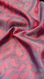 Подкладочная жаккардовая поливискоза Пейсли светло-голубая/красная