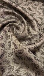 Подкладочная жаккардовая поливискоза Пейсли шоколадная/молочная