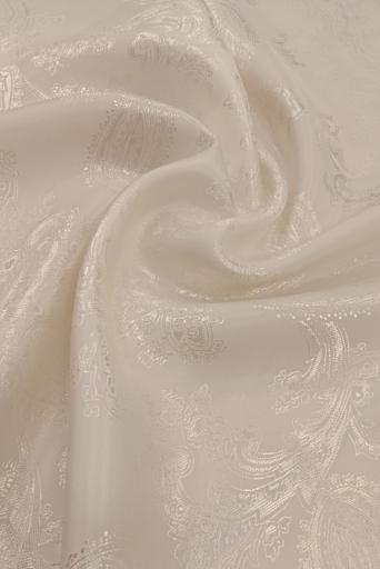 Подкладочная жаккардовая поливискоза Пейсли белая