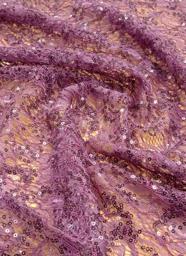 Гипюр с пайетками сиреневый