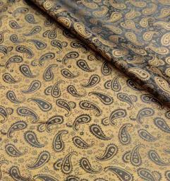 Подкладочная жаккардовая поливискоза Пейсли чёрная/золотая