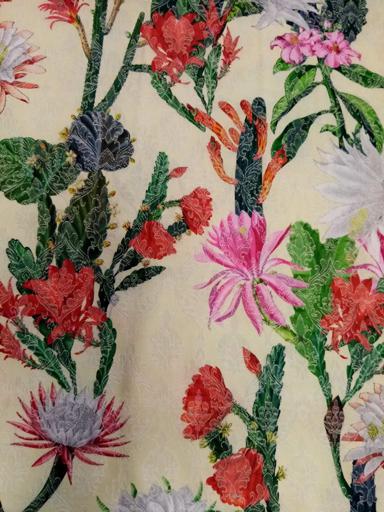 Жаккард-хлопок Цветы молочный