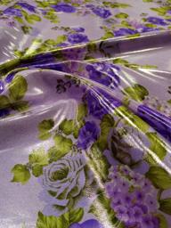 Атлас Диско Цветы сиреневый