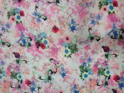 Штапель акварель цветочная розовый