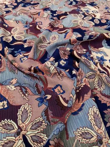 Плательная Листья синяя/красная