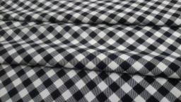 Штапель Клетка Виши 1см белый\чёрный